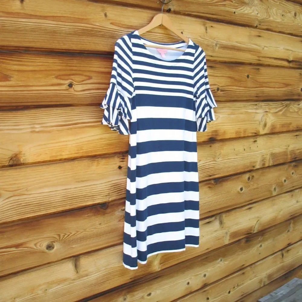 Lilly Pulitzer Navy White Striped Jersey Dress